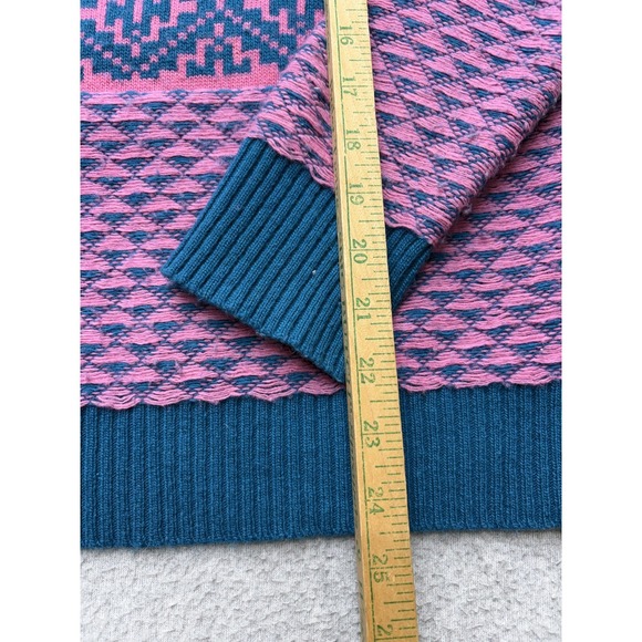 J.CREW Sweater Womens Small Pink Cashmere Geometric Crewneck Knit Pullover - Picture 6 of 13